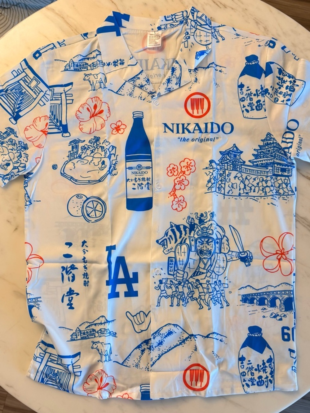 NIKAIDO Blue & White Graphic Resort Shirt